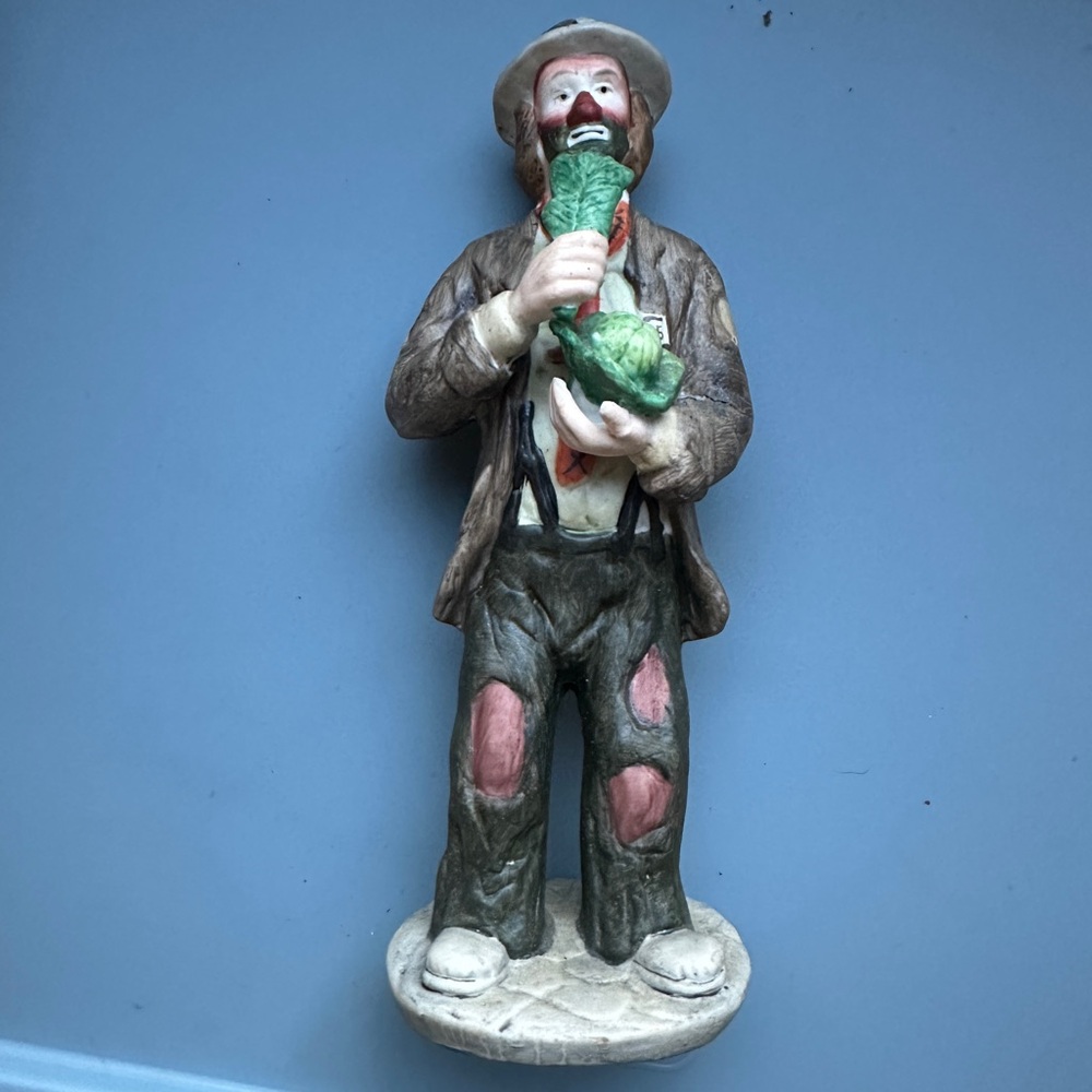 Emmett Kelly Figurine with Green and Brown Accents